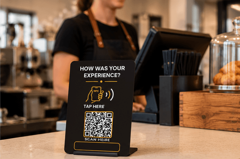 Tavelina Smart Tap on a coffee shop counter